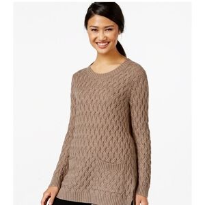JEANNE PIERRE Women's Cable Knit Sweater - Brown